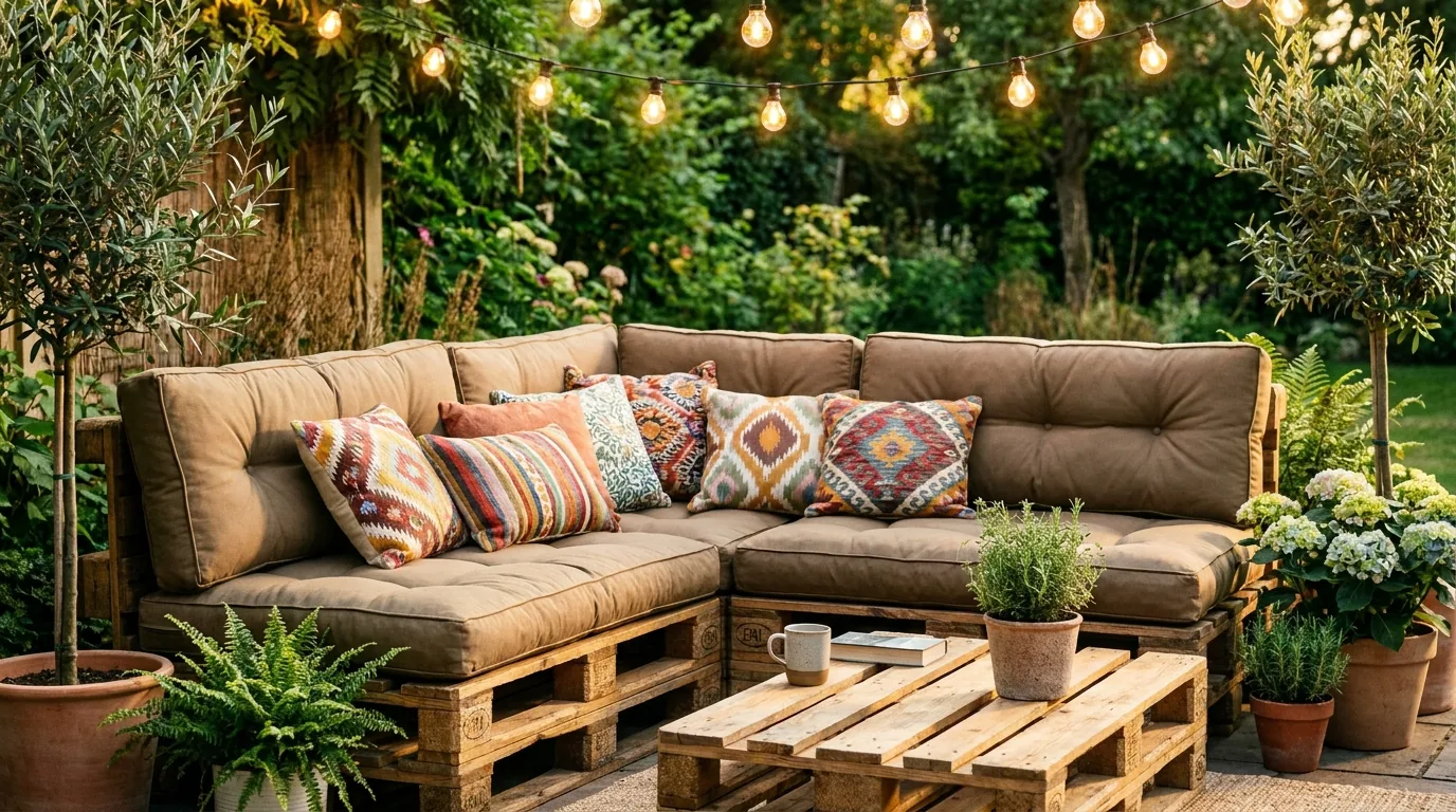Coin détente jardin en palettes : comment l'aménager